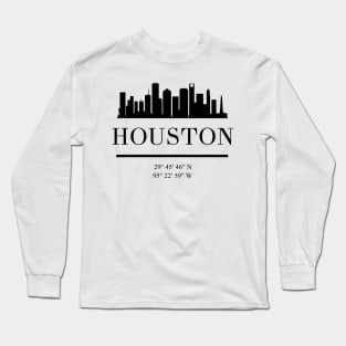 HOUSTON TEXAS BLACK SILHOUETTE SKYLINE ART Long Sleeve T-Shirt